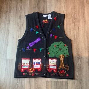 Vintage Bobbie Brooks County Fair Sweater Vest with Colorful Embroidery